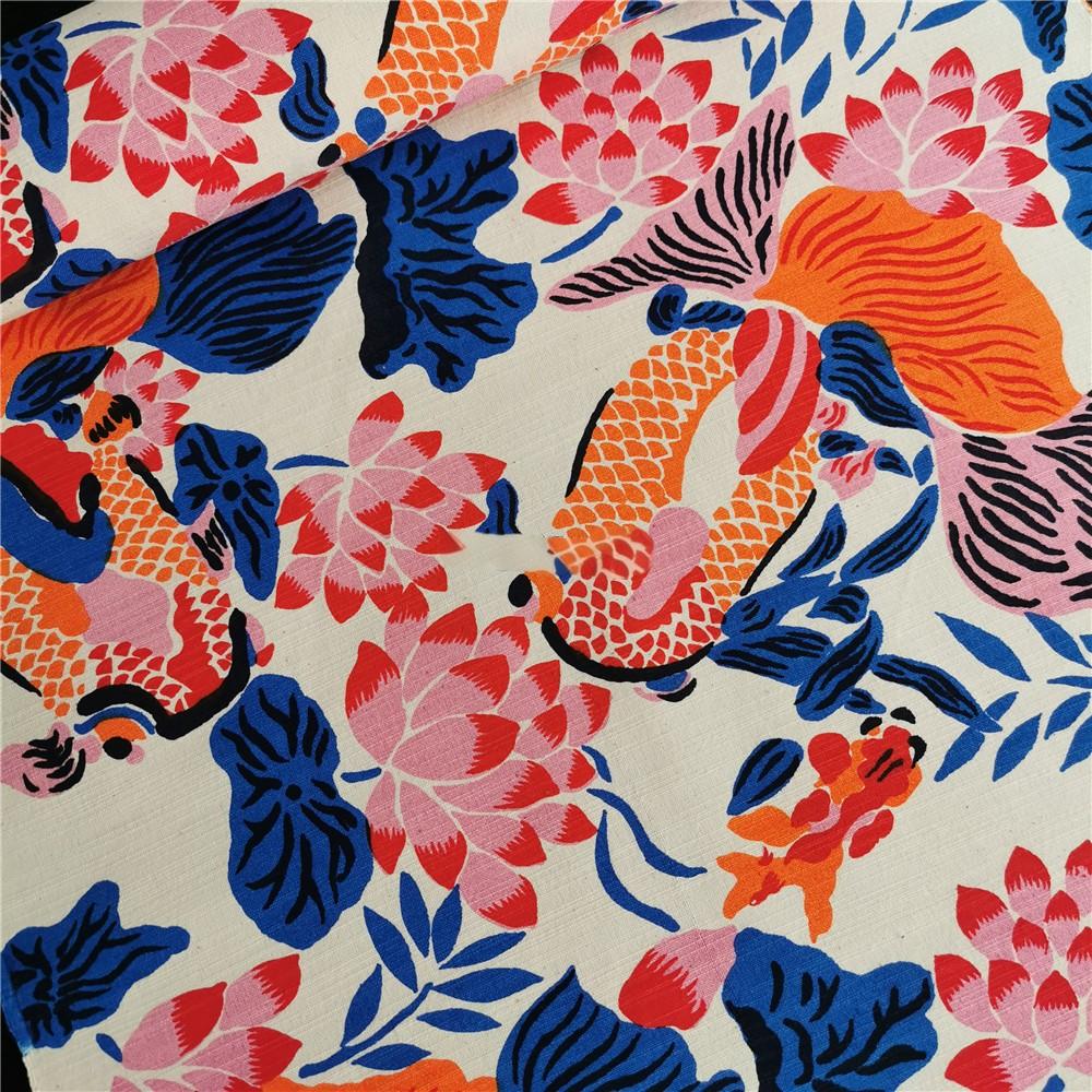 Lotus Koi Garden — Hand-Printed Cotton Table Runner