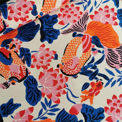 Lotus Koi Garden — Hand-Printed Cotton Table Runner