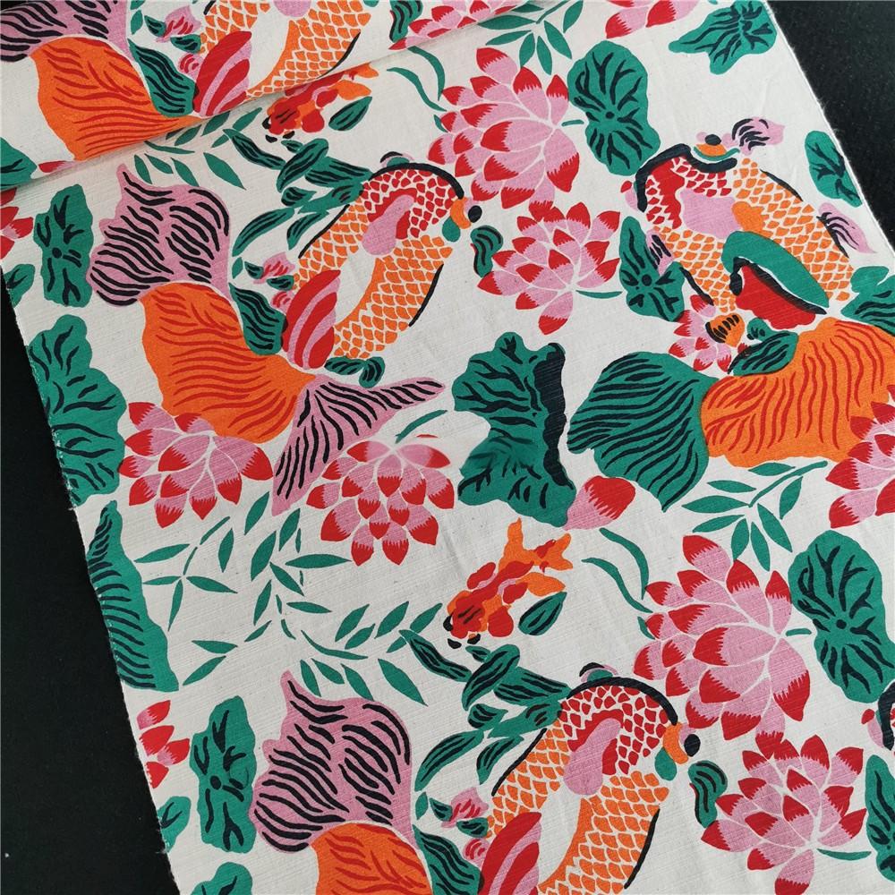 Lotus Koi Garden — Hand-Printed Cotton Table Runner