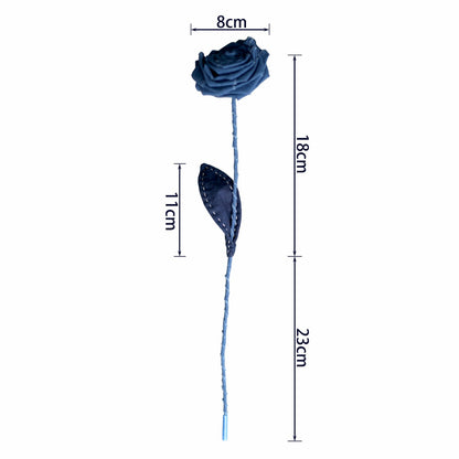 Indigo-Dyed Fabric Rose Stem | 100% Cotton · Hand-Dyed · Bendable Floral Decor