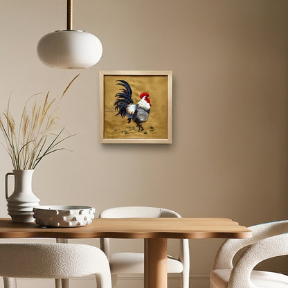 Handmade Rooster Embroidered Art