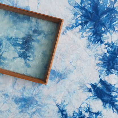 Coastal Indigo Breeze Table Runner — Botanical Shibori on 100% Cotton