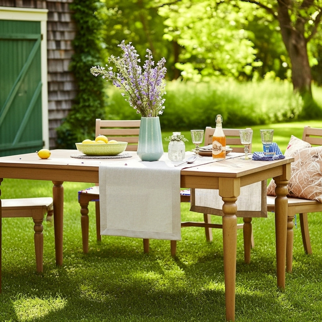 White Solid Linen Table Runner