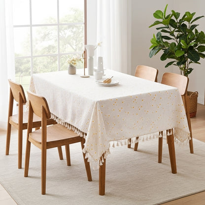 Butter Daisy Embroidered Cotton Tablecloth