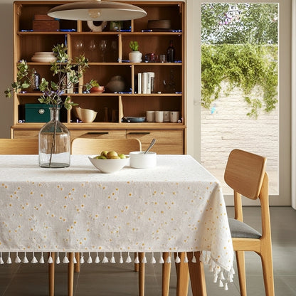 Butter Daisy Embroidered Cotton Tablecloth