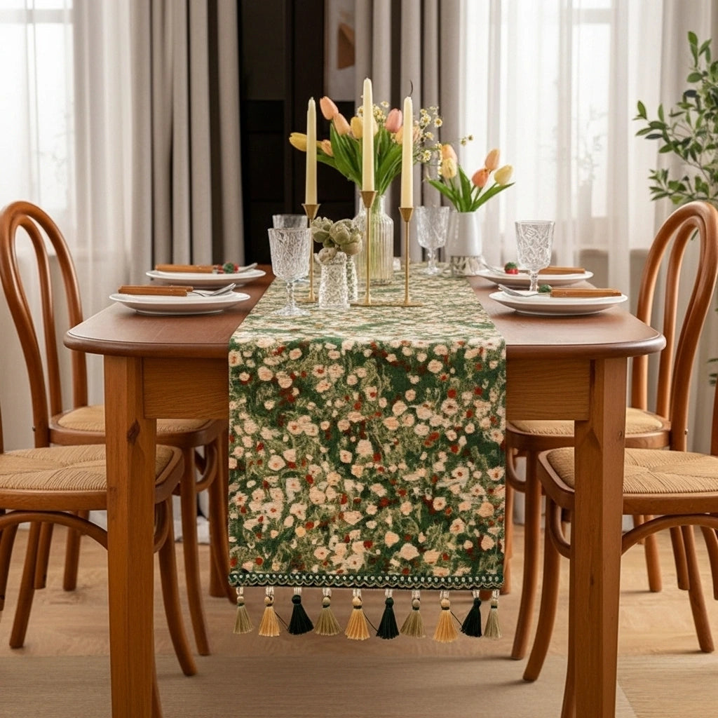 Monet Garden Tassel Table Runner