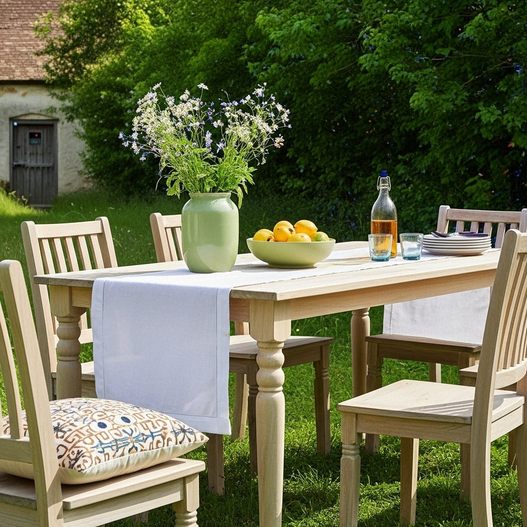 White Solid Linen Table Runner