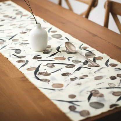 Handmade Eucalyptus Eco-Print Table Runner | Natural Plant Dyed Cotton