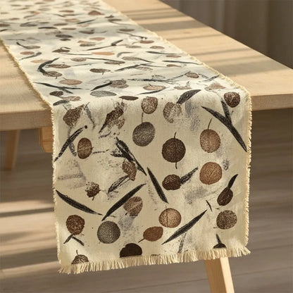 Handmade Eucalyptus Eco-Print Table Runner | Natural Plant Dyed Cotton