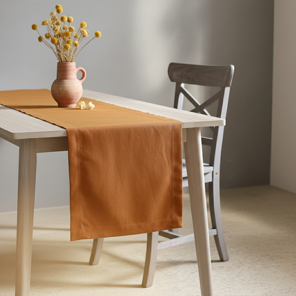 Caramel Solid Linen Table Runner