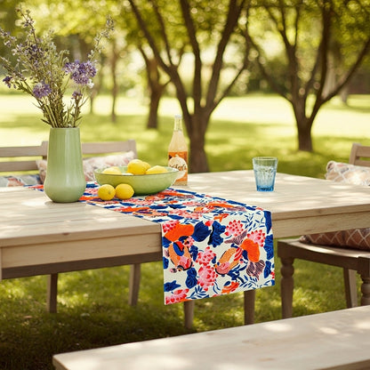 Lotus Koi Garden — Hand-Printed Cotton Table Runner