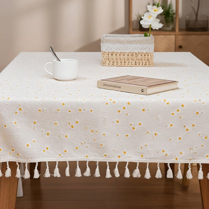 Butter Daisy Embroidered Cotton Tablecloth