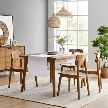 White Solid Linen Table Runner