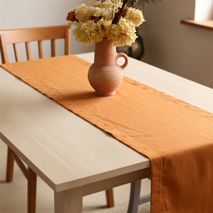 Caramel Solid Linen Table Runner