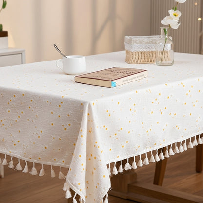Butter Daisy Embroidered Cotton Tablecloth
