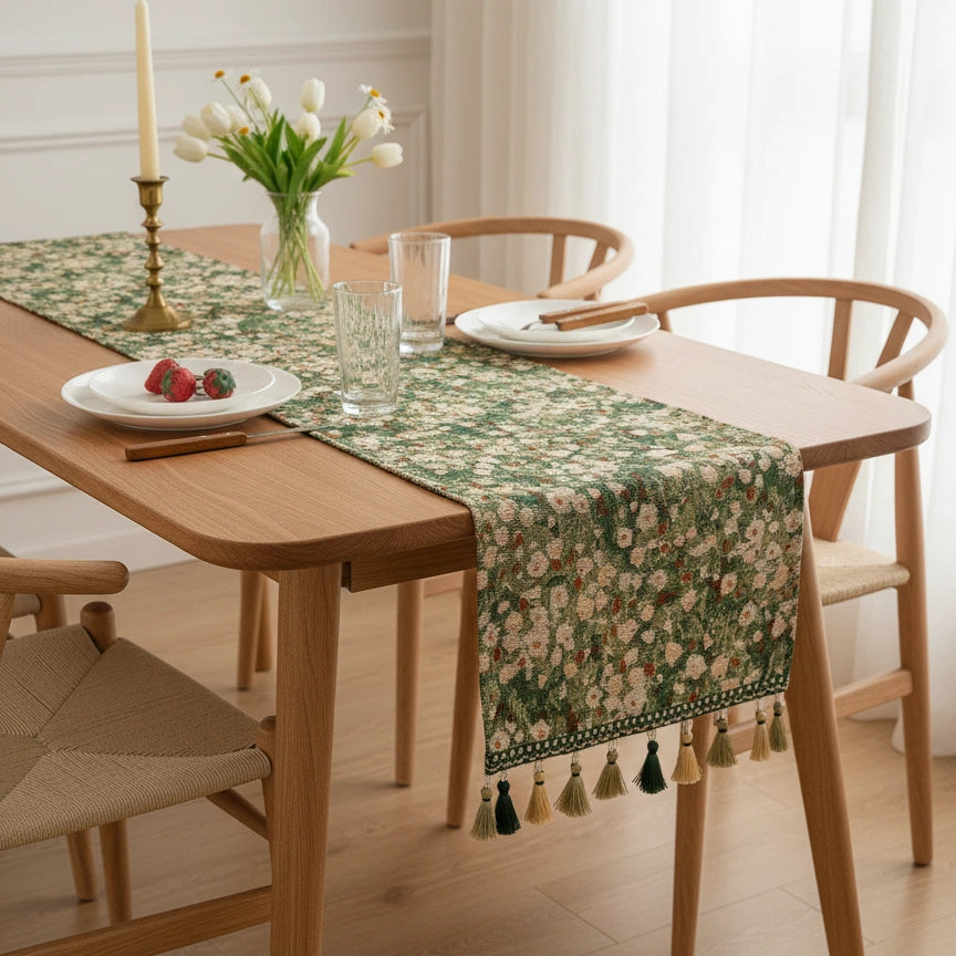 Monet Garden Tassel Table Runner